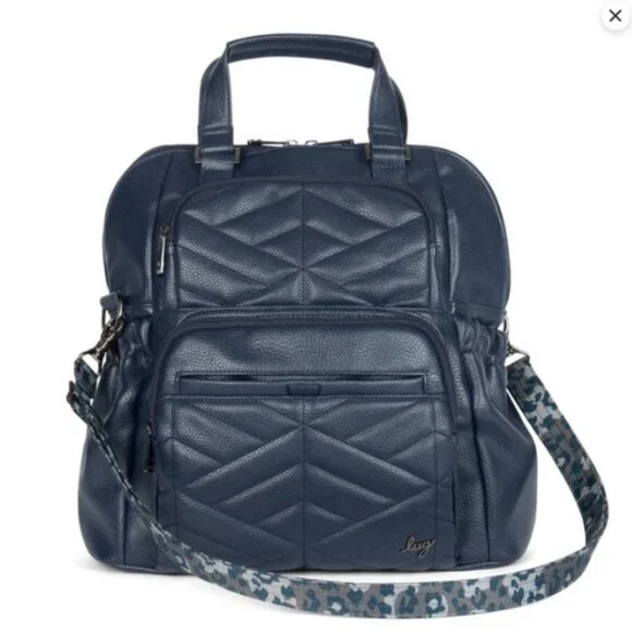 Lug Canter Convertible Backpack Crossbody Tote Bag Blue Leopard Print Lug Convertible Tote - Canter 2 - QVC.com main image 4